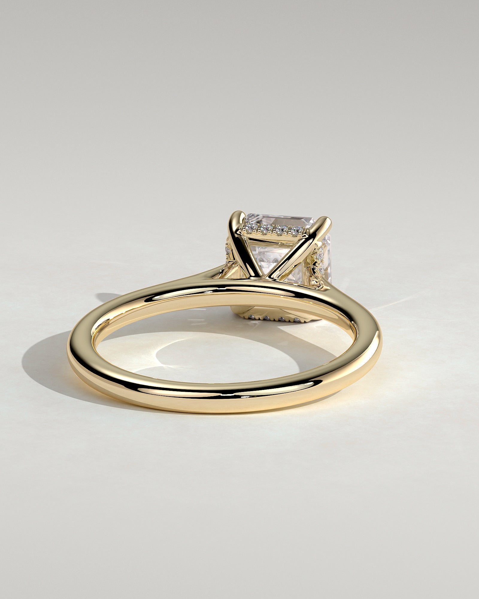 2.0CT Asscher Lab Grown Diamond Hidden Halo Cathedral Engagement Ring