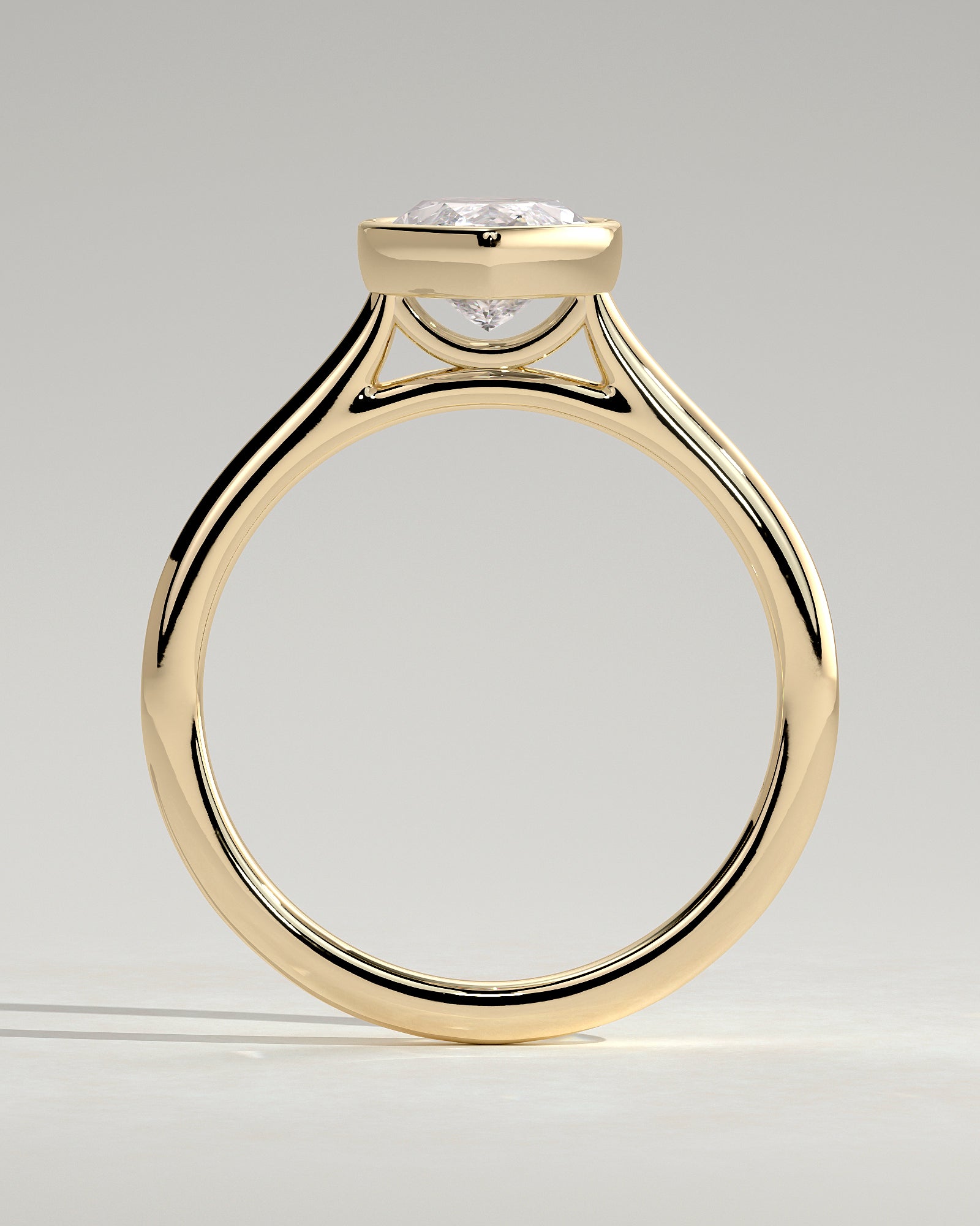2.0CT Bezel Set Marquise Lab Grown Diamond Solitaire Cathedral Engagement Ring