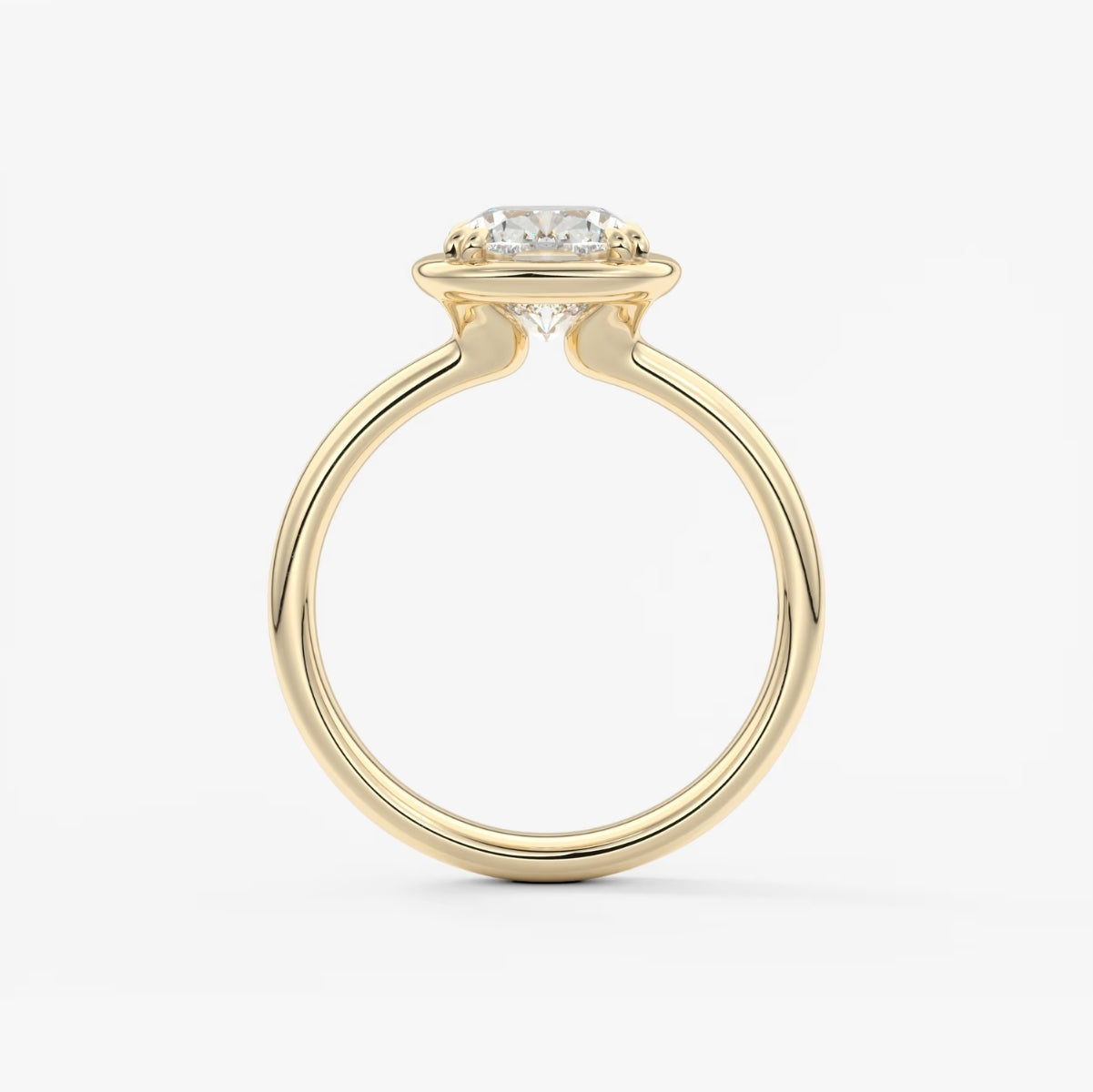 2.0CT Bezel Set Elongated Cushion Cut Lab Grown Diamond Chunky Engagement Ring