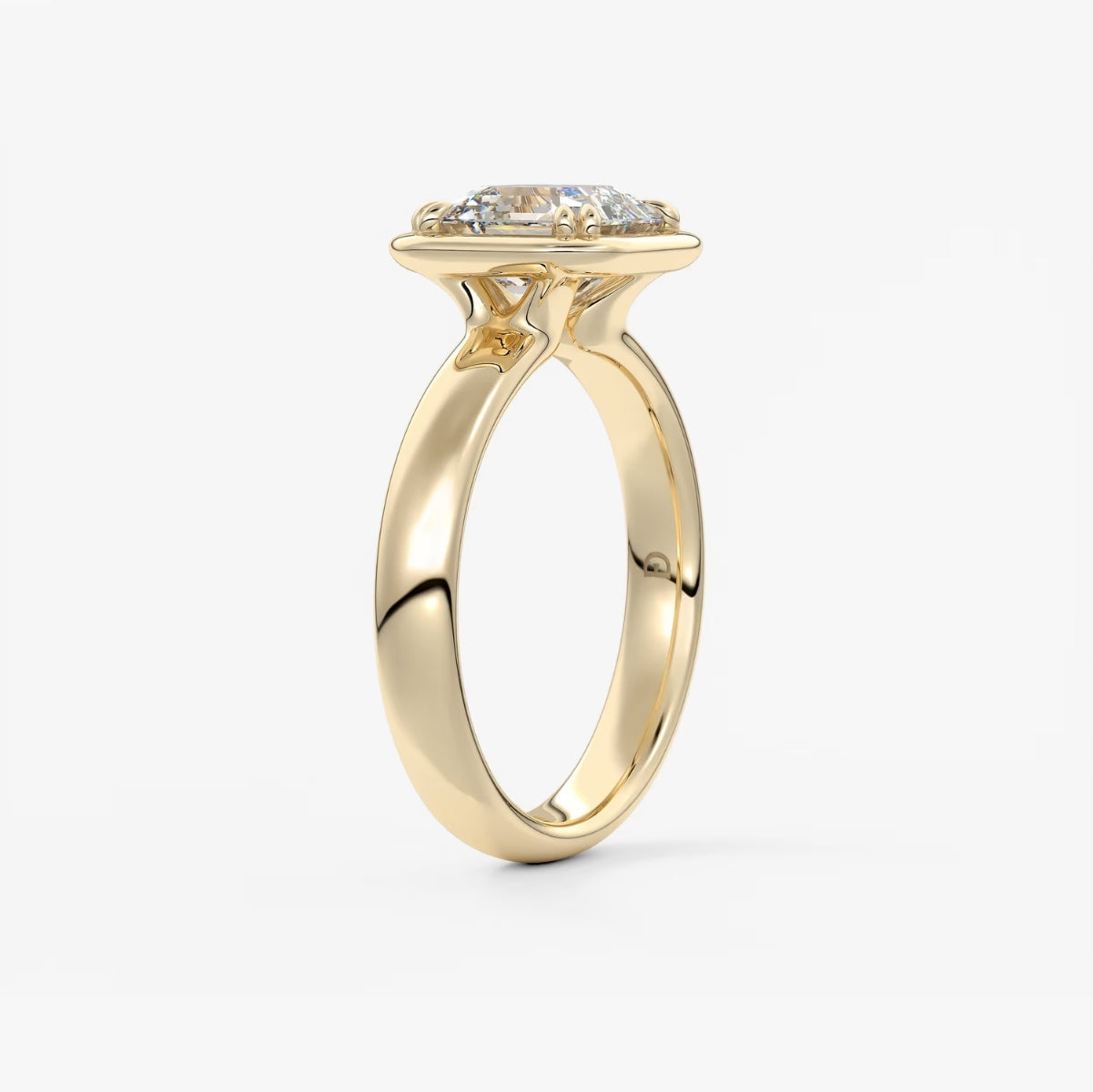 2.0CT Bezel Set Asscher Cut Lab Grown Diamond Chunky Engagement Ring