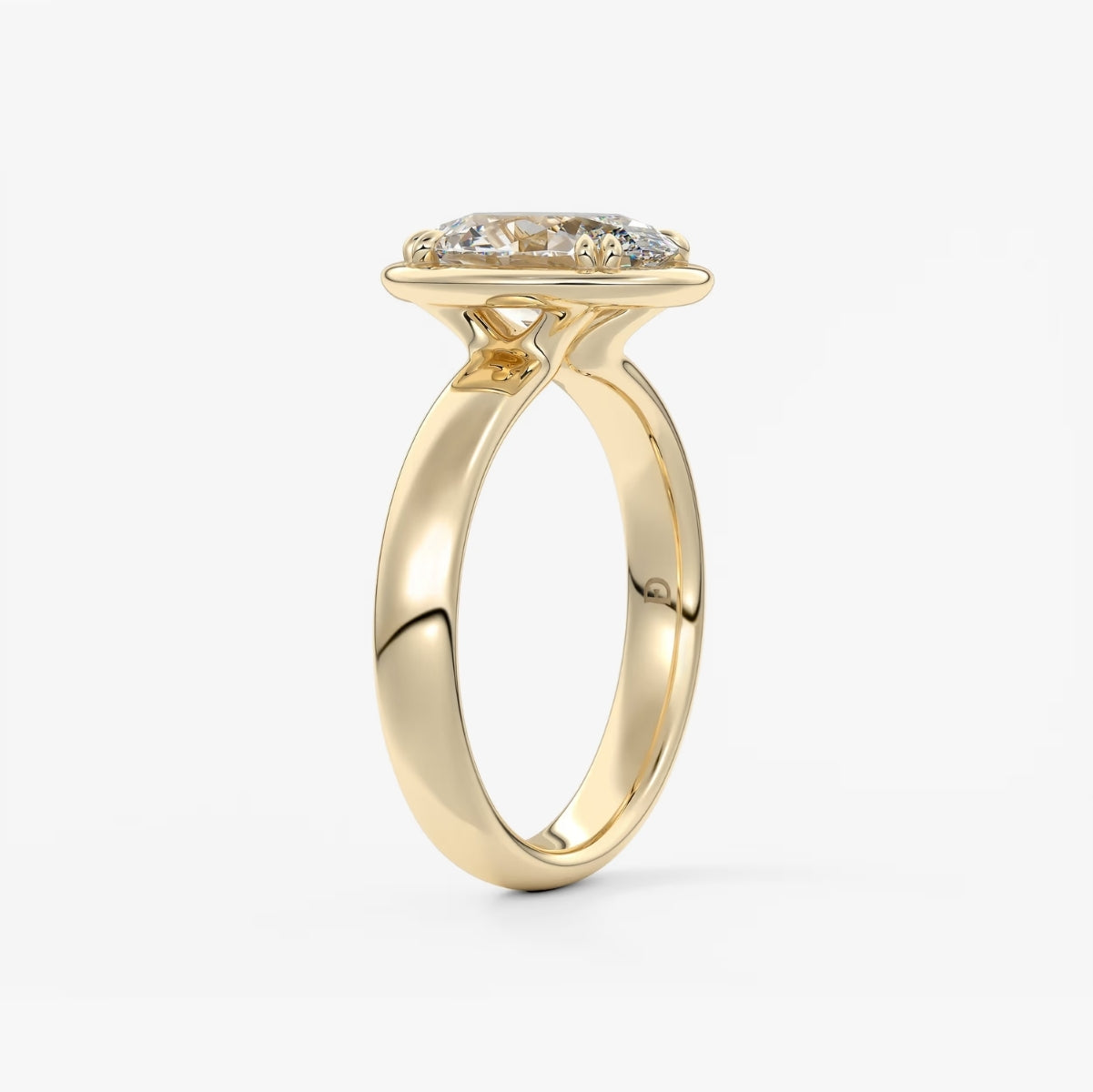 2.0CT Bezel Set Oval Cut Lab Grown Diamond Chunky Collet Engagement Ring