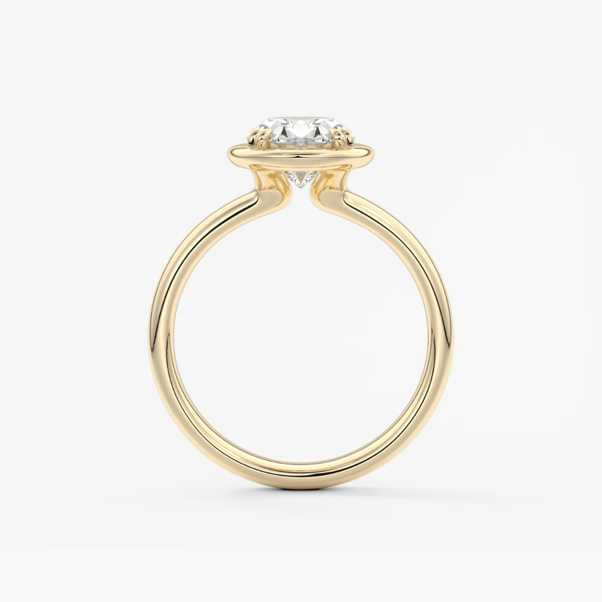 2.0CT Bezel Set Oval Cut Lab Grown Diamond Chunky Collet Engagement Ring