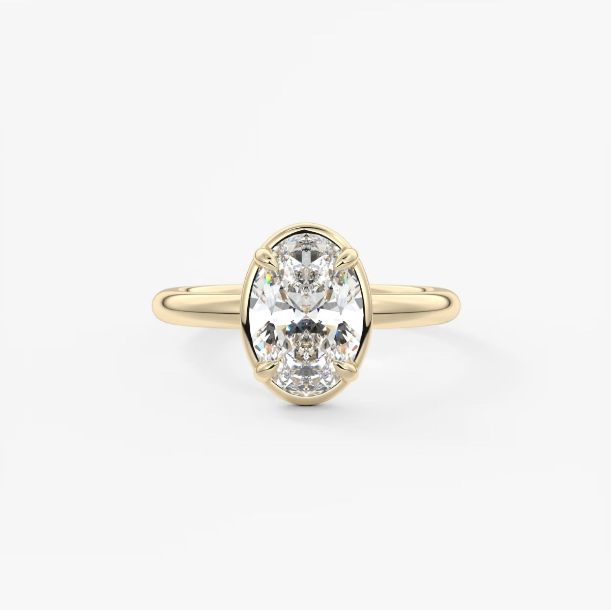 2.0CT Bezel Set Oval Cut Lab Grown Diamond Solitaire Engagement Ring