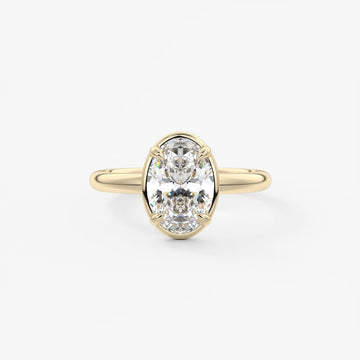 2.0CT Bezel Set Oval Cut Lab Grown Diamond Solitaire Engagement Ring