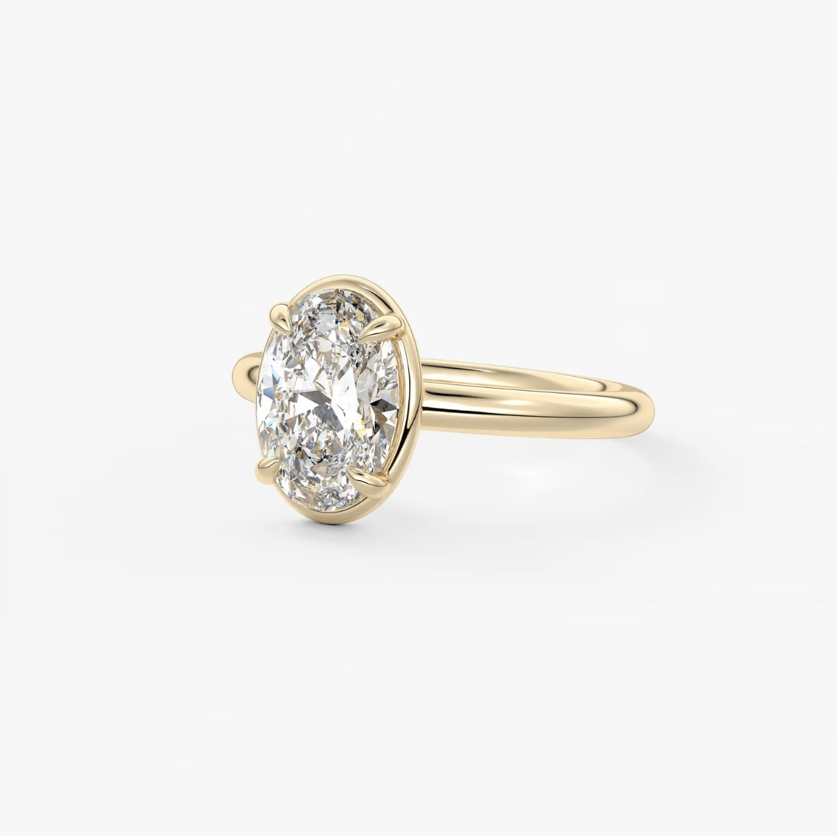 2.0CT Bezel Set Oval Cut Lab Grown Diamond Solitaire Engagement Ring