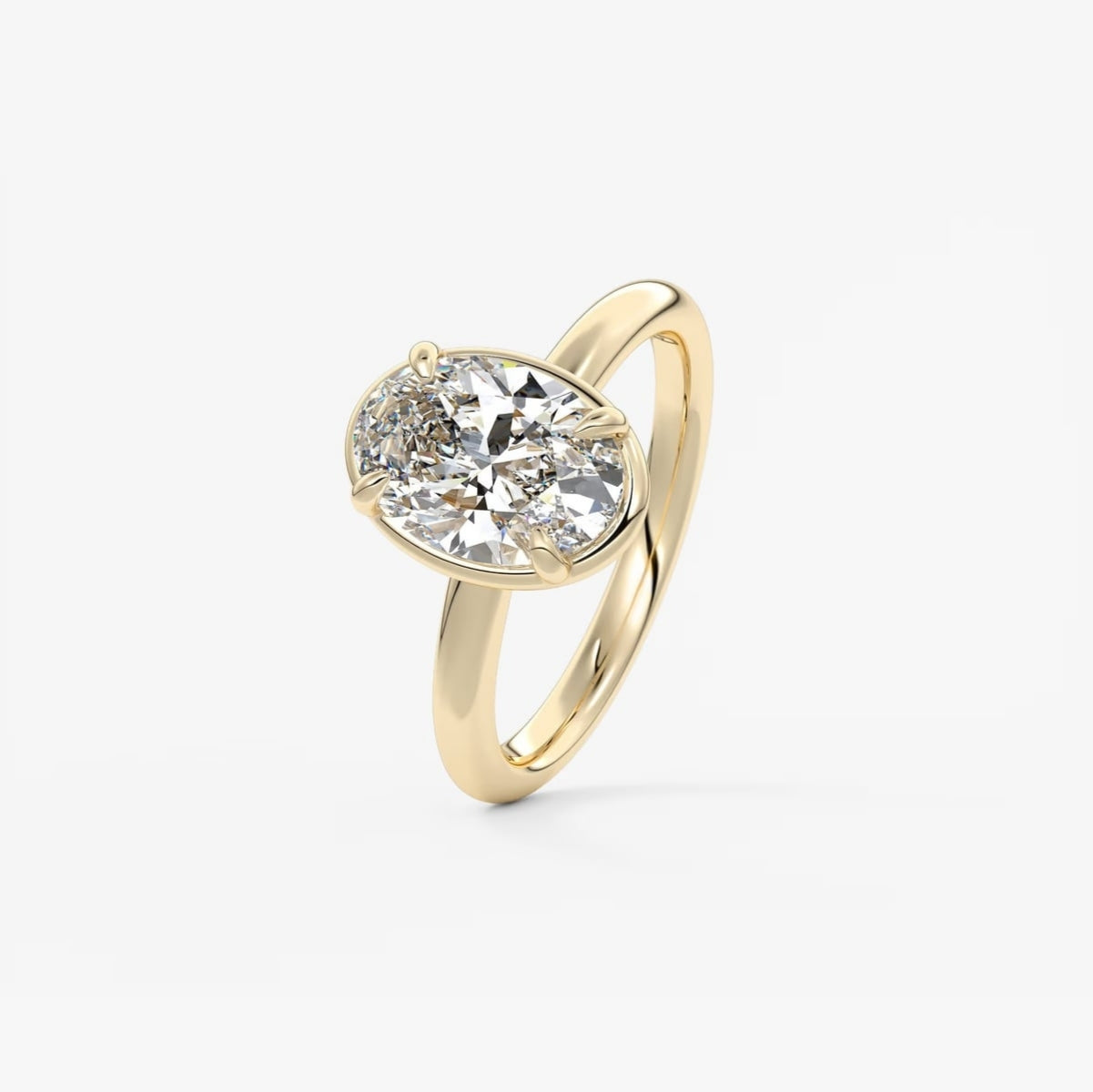 2.0CT Bezel Set Oval Cut Lab Grown Diamond Solitaire Engagement Ring