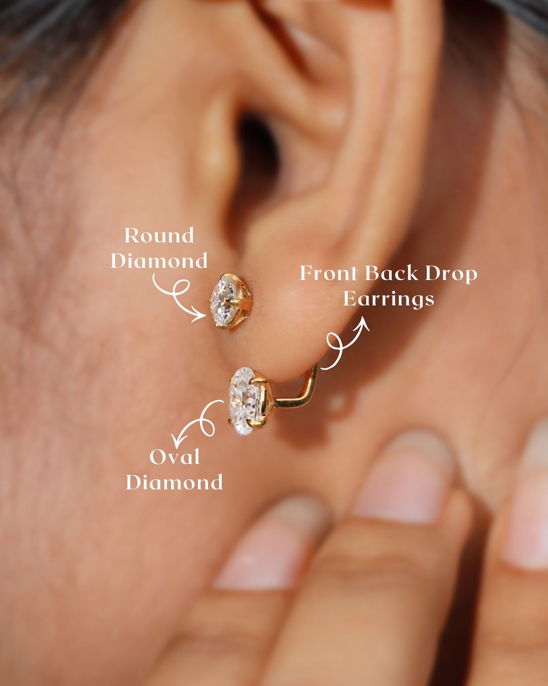 Round & Oval Lab Grown Diamond Front Back Drop Jacket Earrings