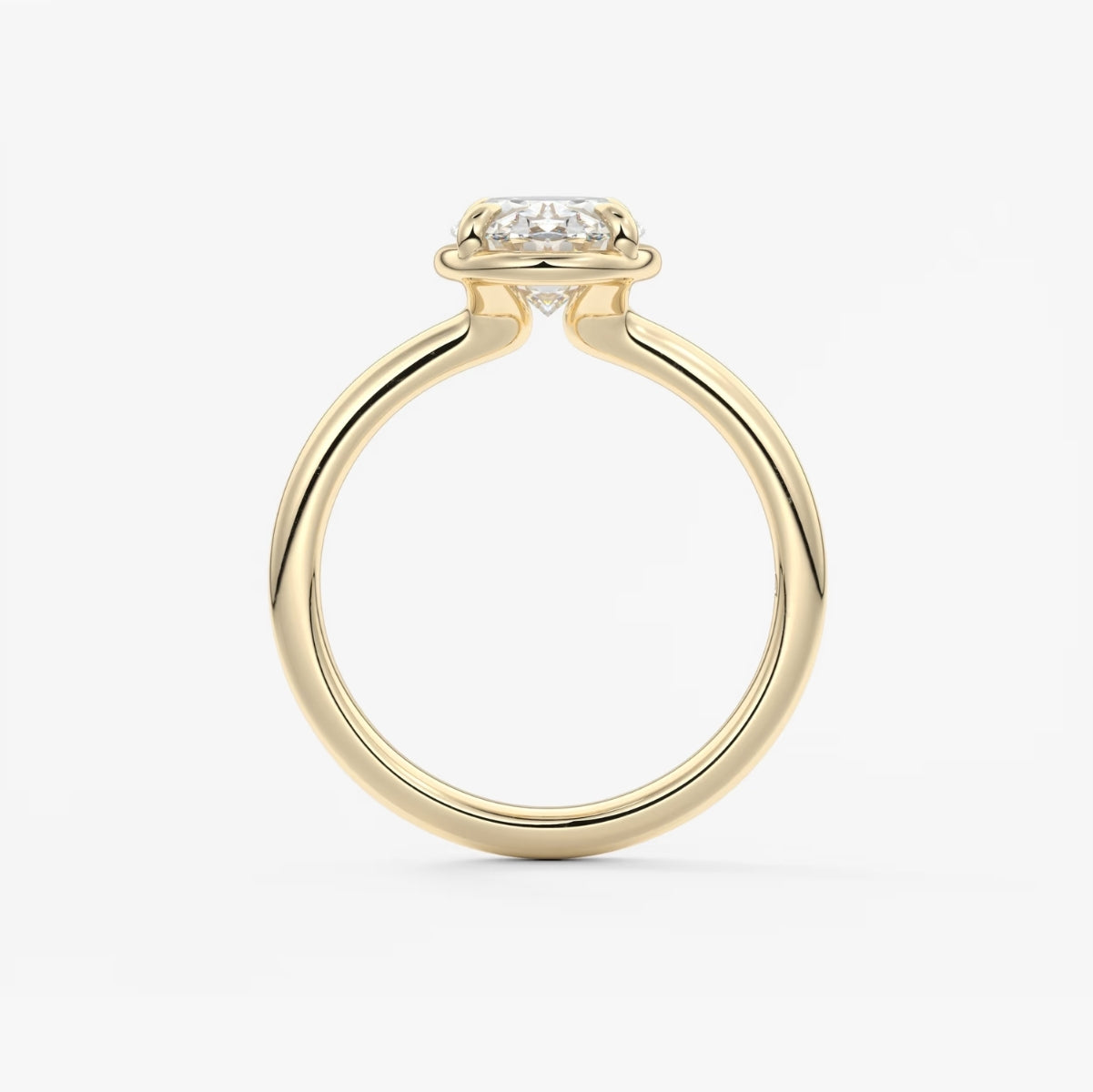 2.0CT Bezel Set Oval Cut Lab Grown Diamond Solitaire Engagement Ring