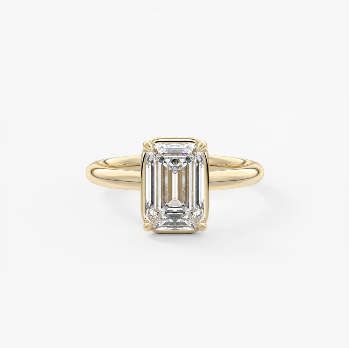 2.0CT Bezel Set Emerald Cut Lab Grown Diamond Solitaire Engagement Ring