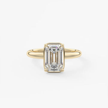 2.0CT Bezel Set Emerald Cut Lab Grown Diamond Solitaire Engagement Ring