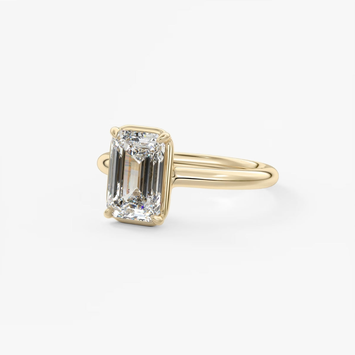 2.0CT Bezel Set Emerald Cut Lab Grown Diamond Solitaire Engagement Ring