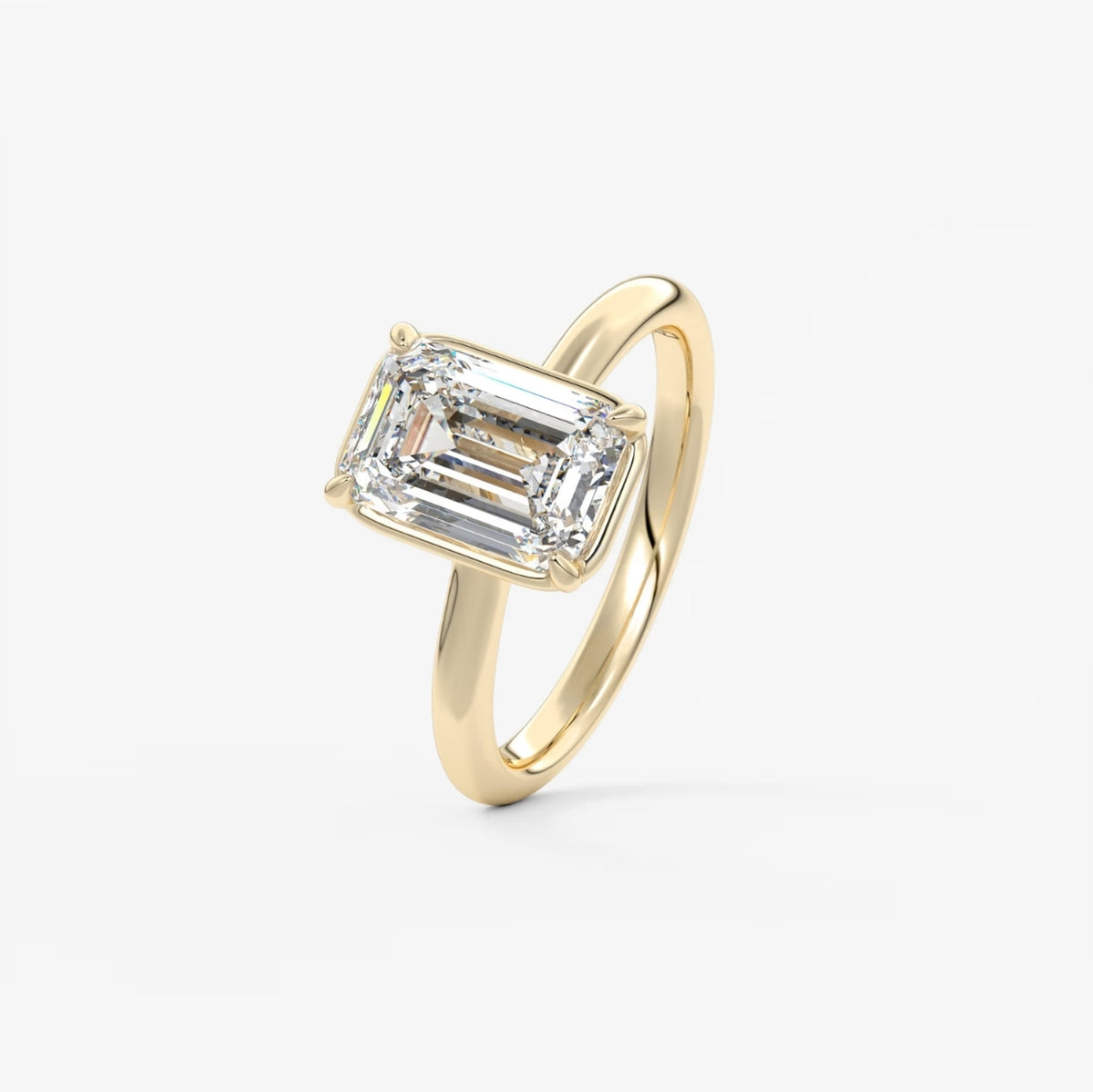 2.0CT Bezel Set Emerald Cut Lab Grown Diamond Solitaire Engagement Ring