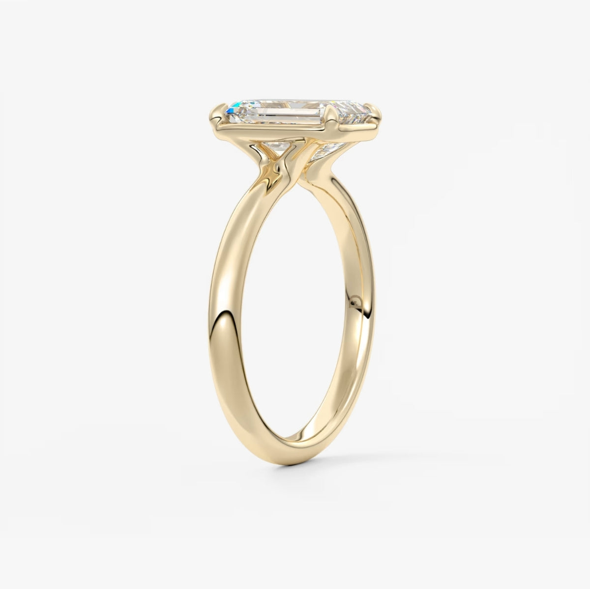 2.0CT Bezel Set Emerald Cut Lab Grown Diamond Solitaire Engagement Ring