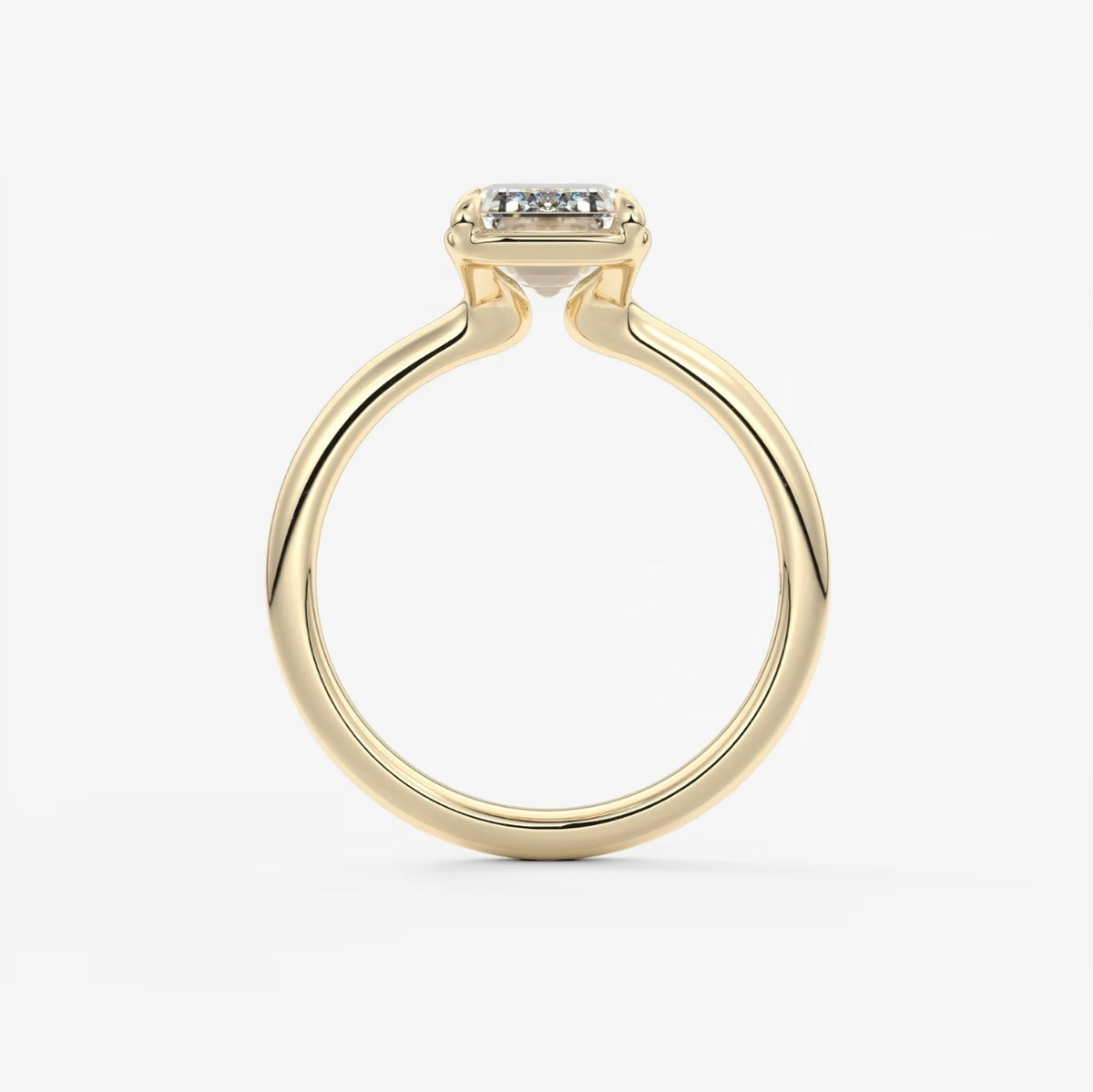 2.0CT Bezel Set Emerald Cut Lab Grown Diamond Solitaire Engagement Ring