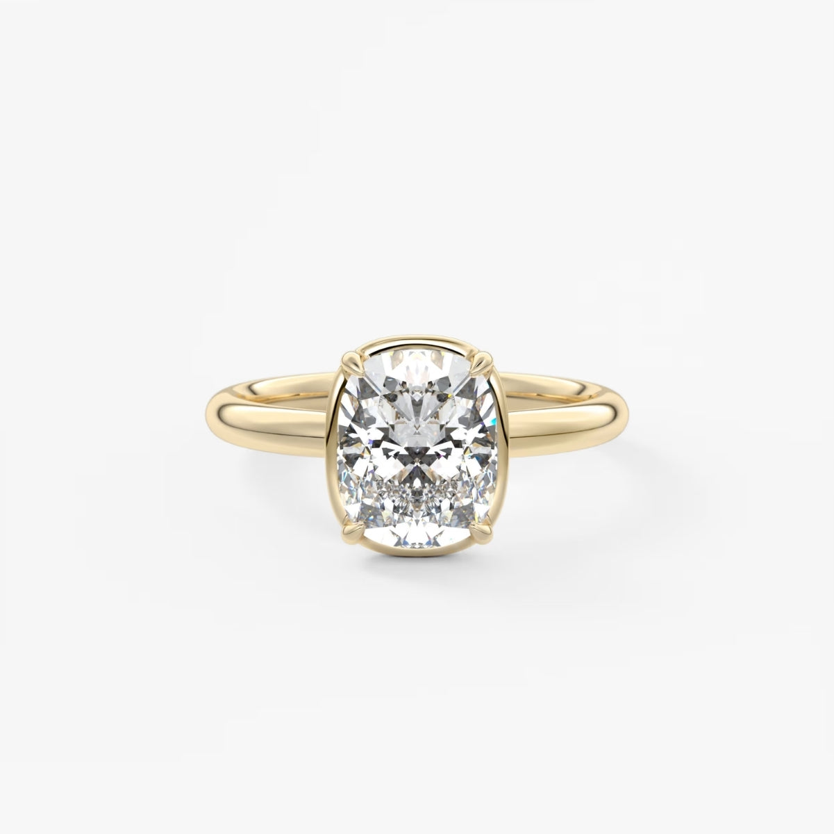 2.0CT Bezel Set Elongated Cushion Cut Lab Grown Diamond Solitaire Engagement Ring