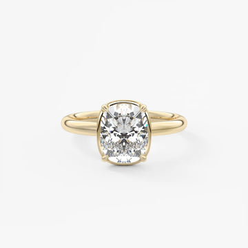2.0CT Bezel Set Elongated Cushion Cut Lab Grown Diamond Solitaire Engagement Ring
