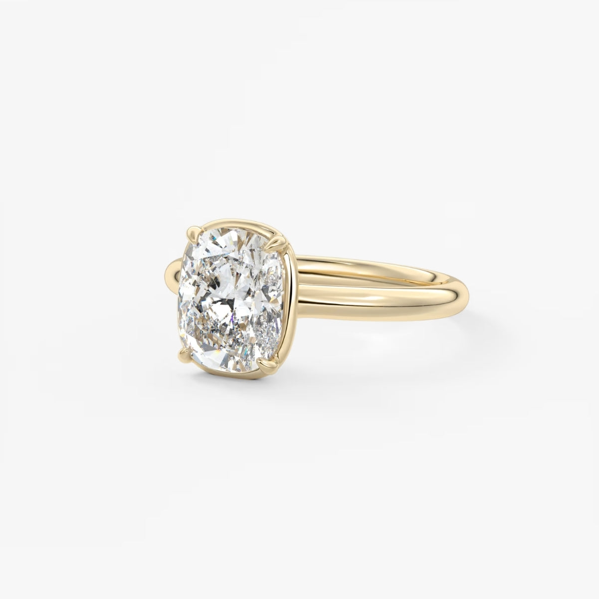 2.0CT Bezel Set Elongated Cushion Cut Lab Grown Diamond Solitaire Engagement Ring