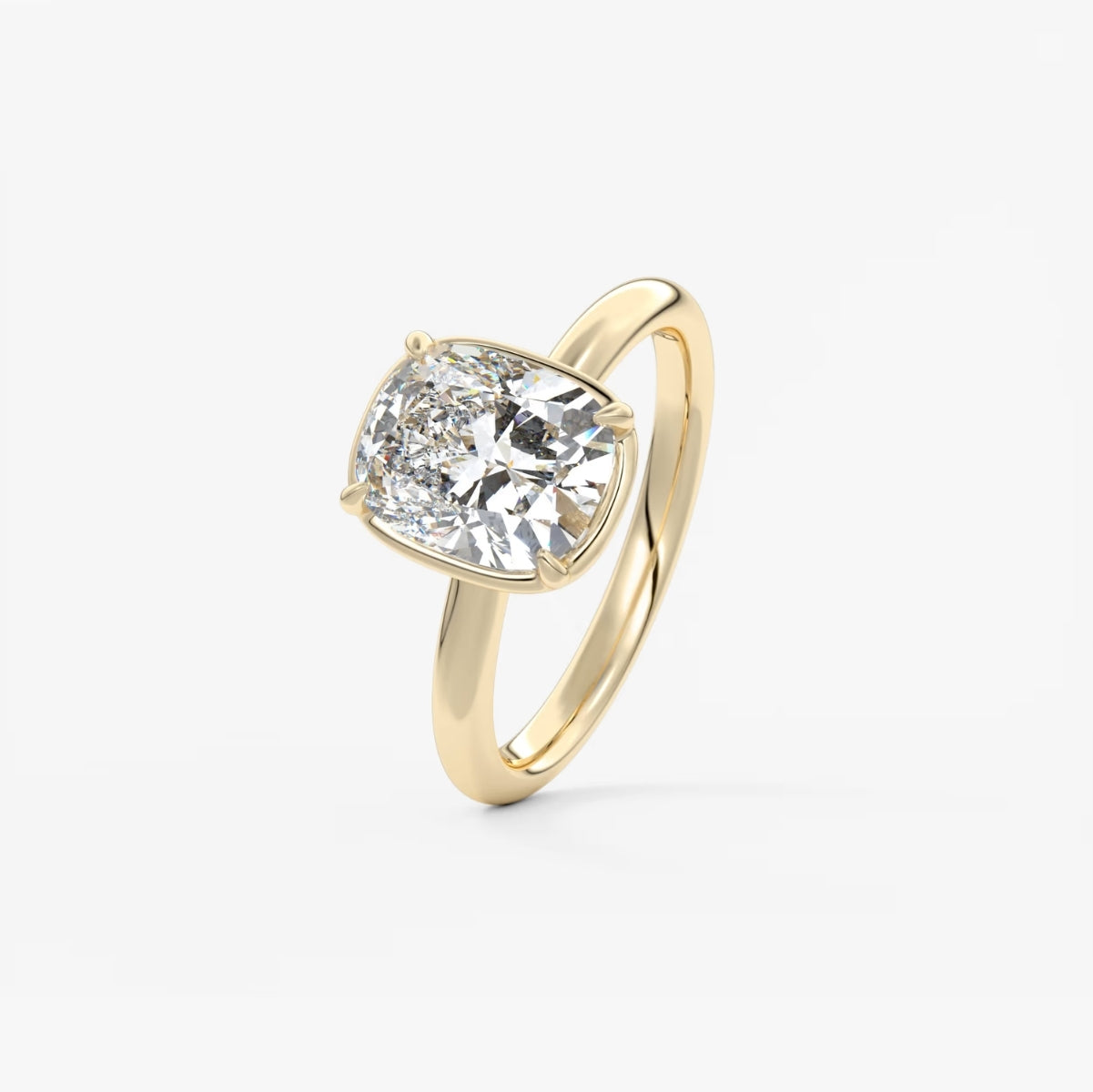2.0CT Bezel Set Elongated Cushion Cut Lab Grown Diamond Solitaire Engagement Ring