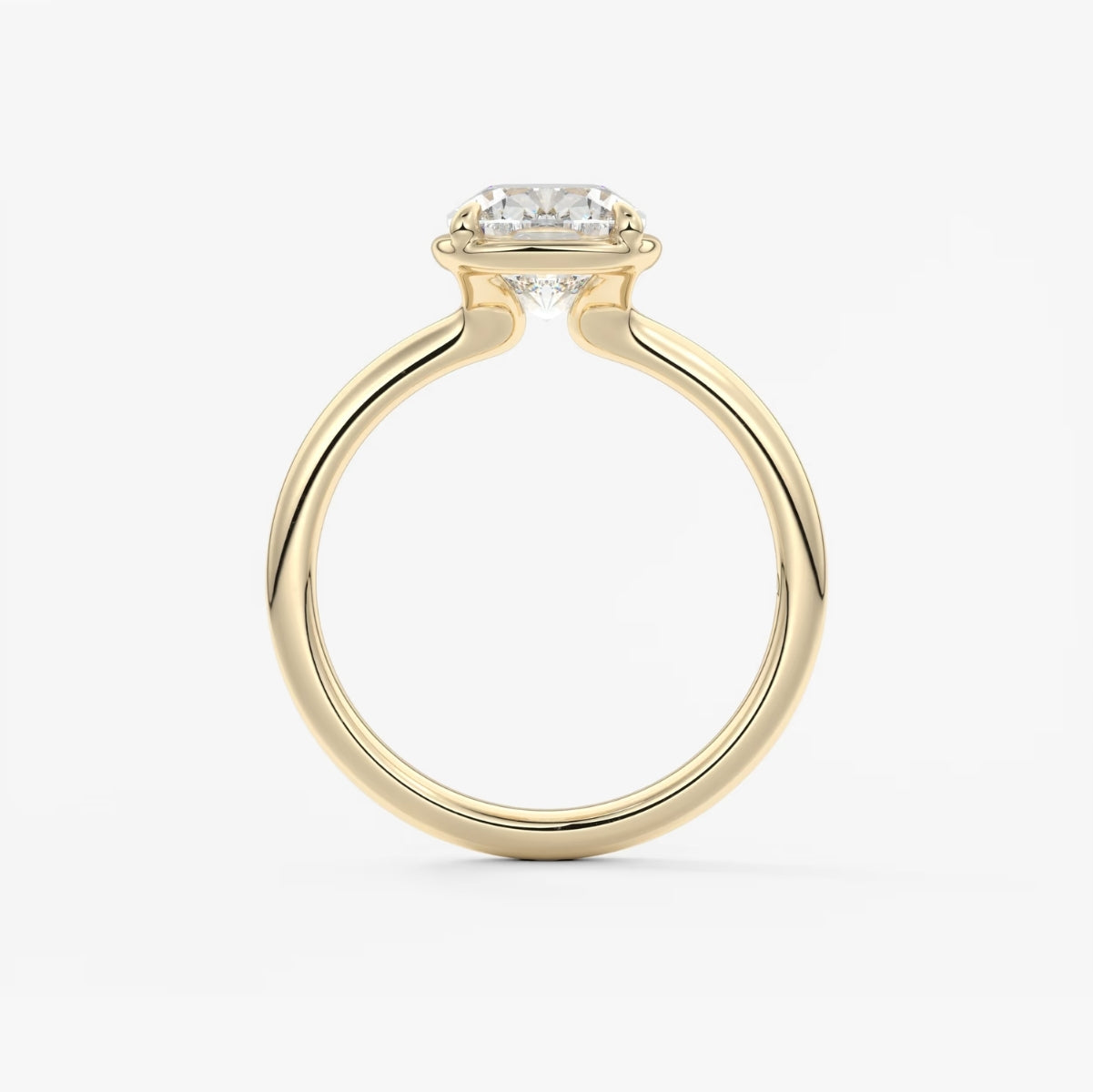 2.0CT Bezel Set Elongated Cushion Cut Lab Grown Diamond Solitaire Engagement Ring