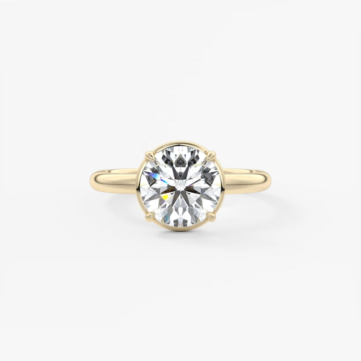 2.0CT Bezel Set Round Cut Lab Grown Diamond Solitaire Engagement Ring