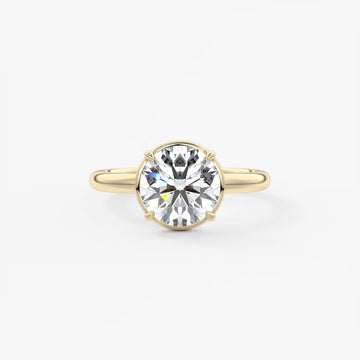 2.0CT Bezel Set Round Cut Lab Grown Diamond Solitaire Engagement Ring