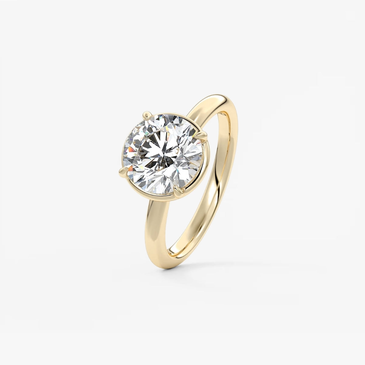 2.0CT Bezel Set Round Cut Lab Grown Diamond Solitaire Engagement Ring