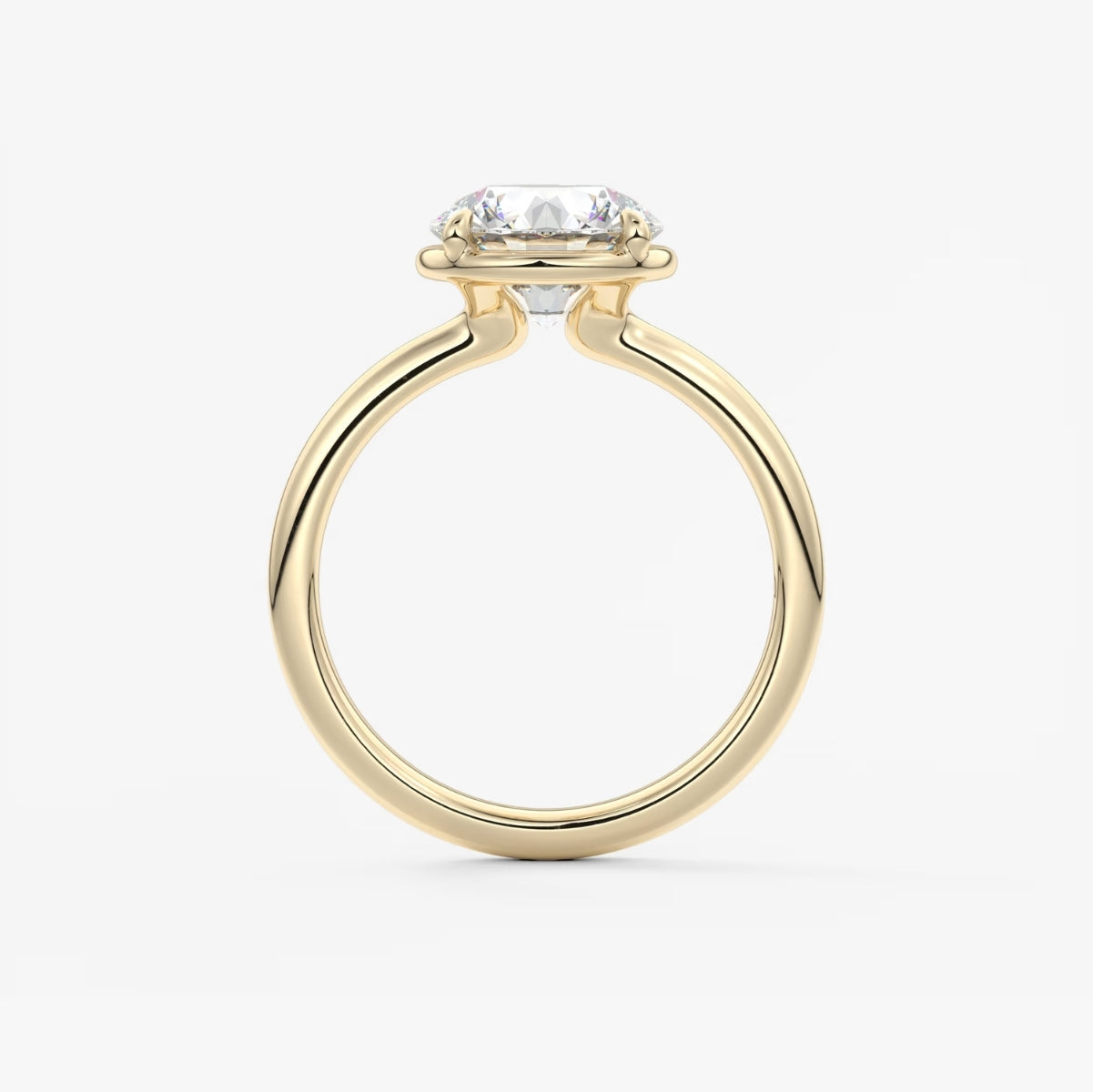 2.0CT Bezel Set Round Cut Lab Grown Diamond Solitaire Engagement Ring