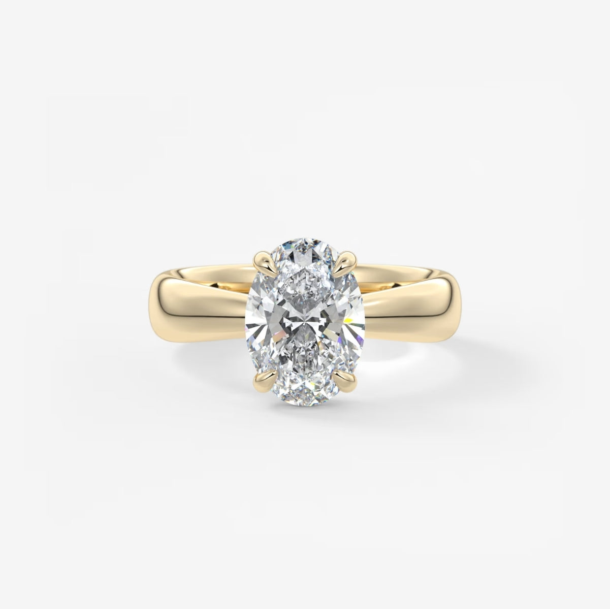 2.0CT Oval Lab Grown Diamond Thick Band Engagement Ring