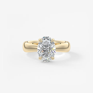 2.0CT Oval Lab Grown Diamond Thick Band Engagement Ring