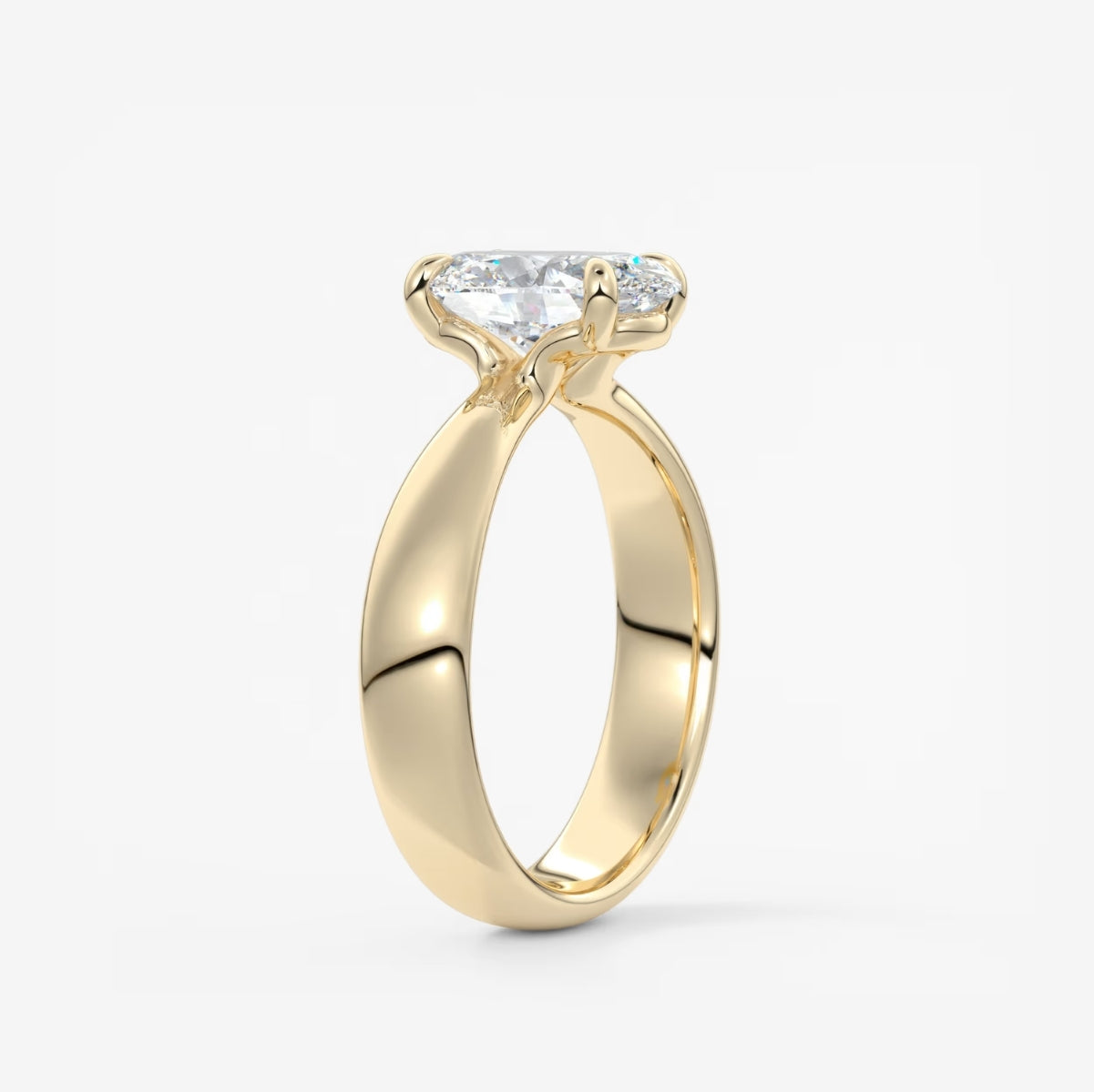 2.0CT Oval Lab Grown Diamond Thick Band Engagement Ring