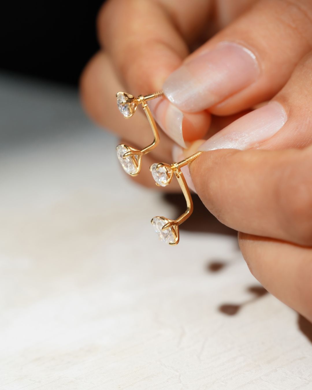 Round & Oval Lab Grown Diamond Front Back Drop Jacket Earrings