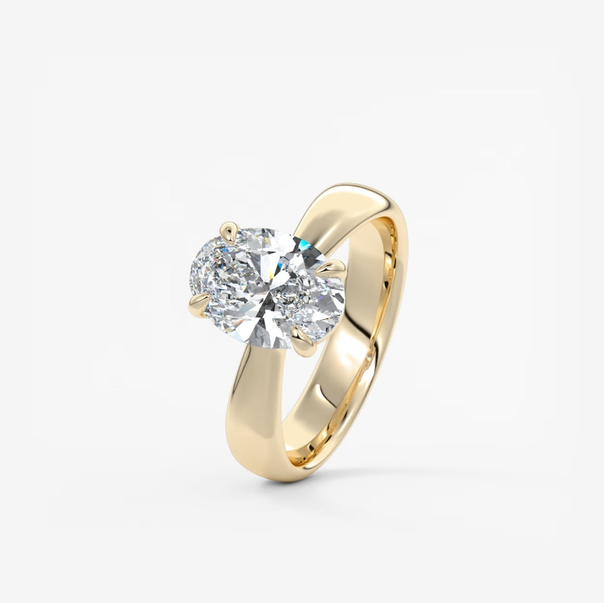 2.0CT Oval Lab Grown Diamond Thick Band Engagement Ring