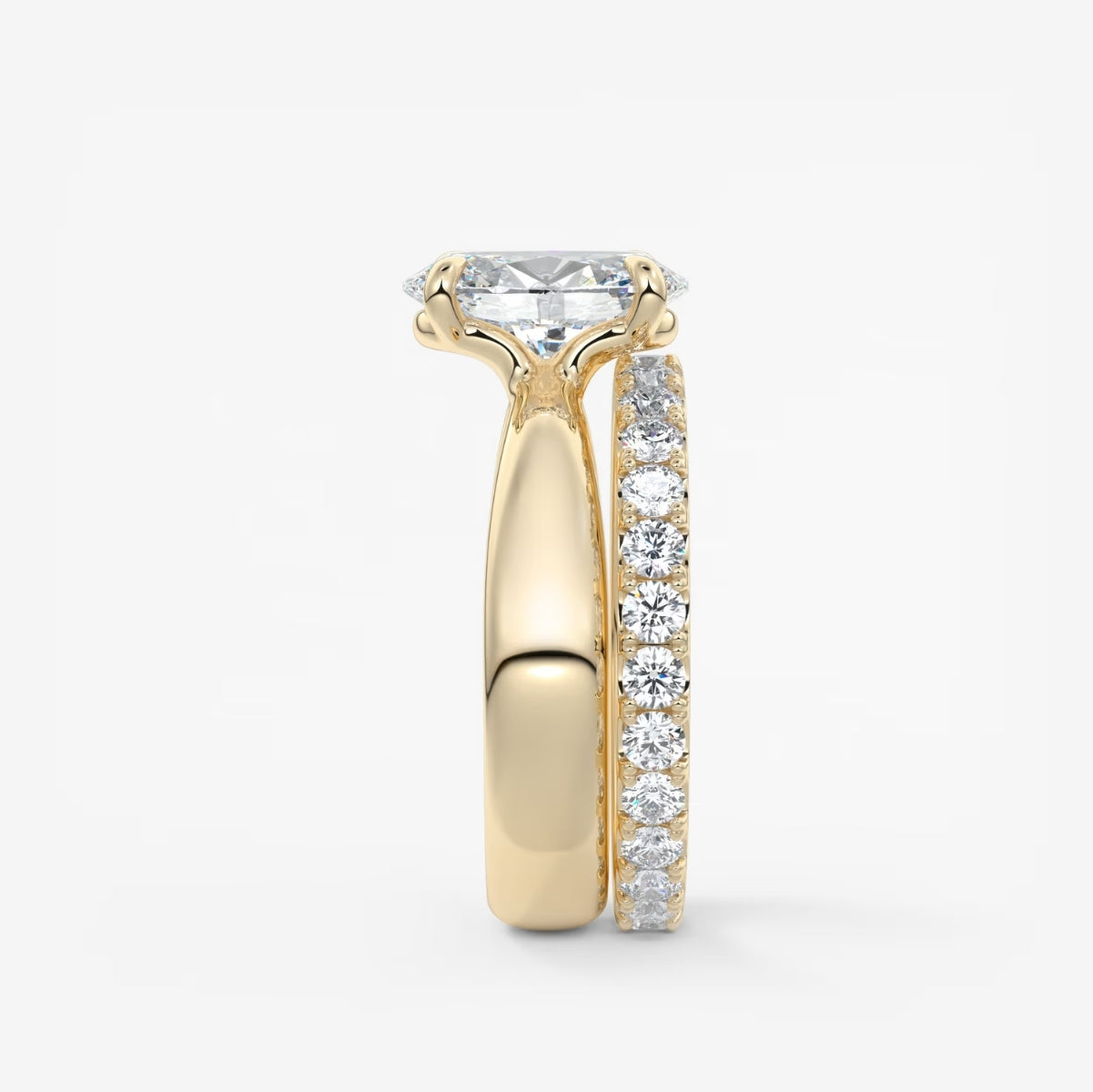 2.0CT Oval Lab Grown Diamond Thick Band Engagement Ring