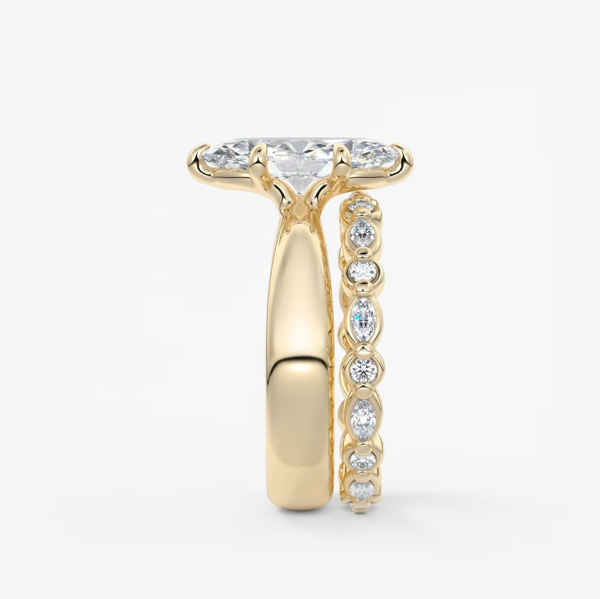 2.0CT Marquise Lab Grown Diamond Thick Band Engagement Ring