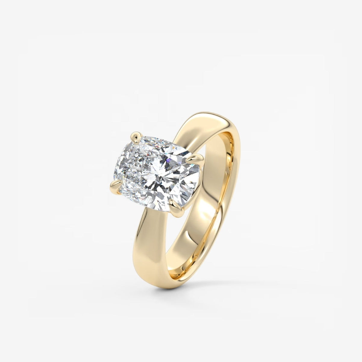 2.0CT Elongated Cushion Cut Lab Grown Diamond Thick Band Engagement Ring