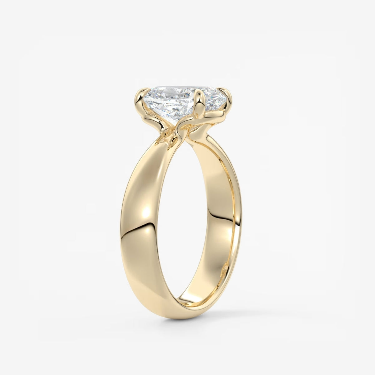 2.0CT Elongated Cushion Cut Lab Grown Diamond Thick Band Engagement Ring