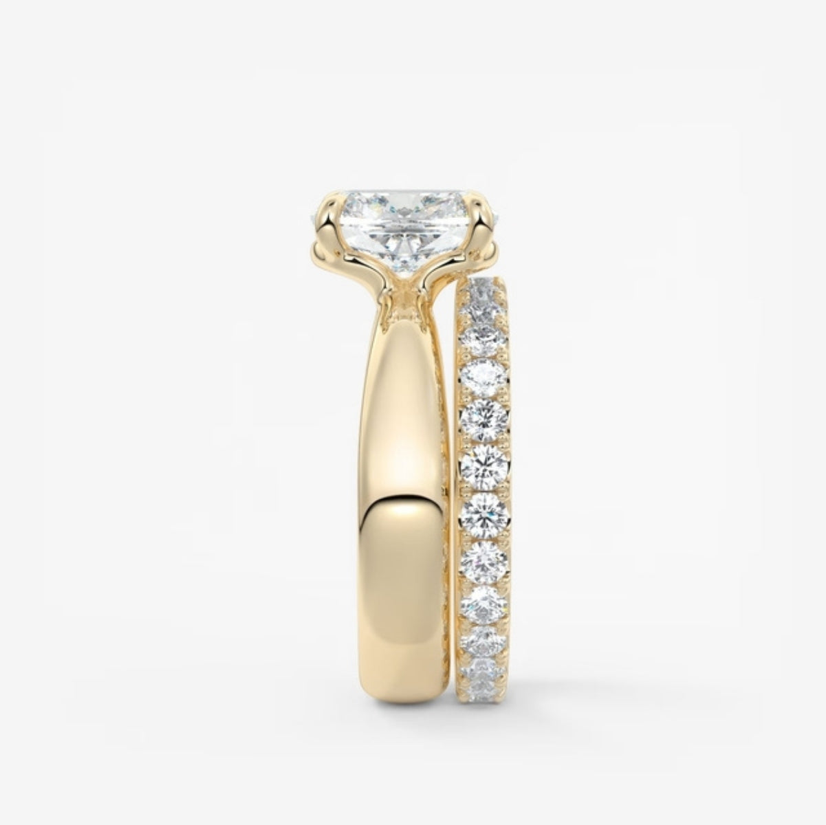 2.0CT Elongated Cushion Cut Lab Grown Diamond Thick Band Engagement Ring