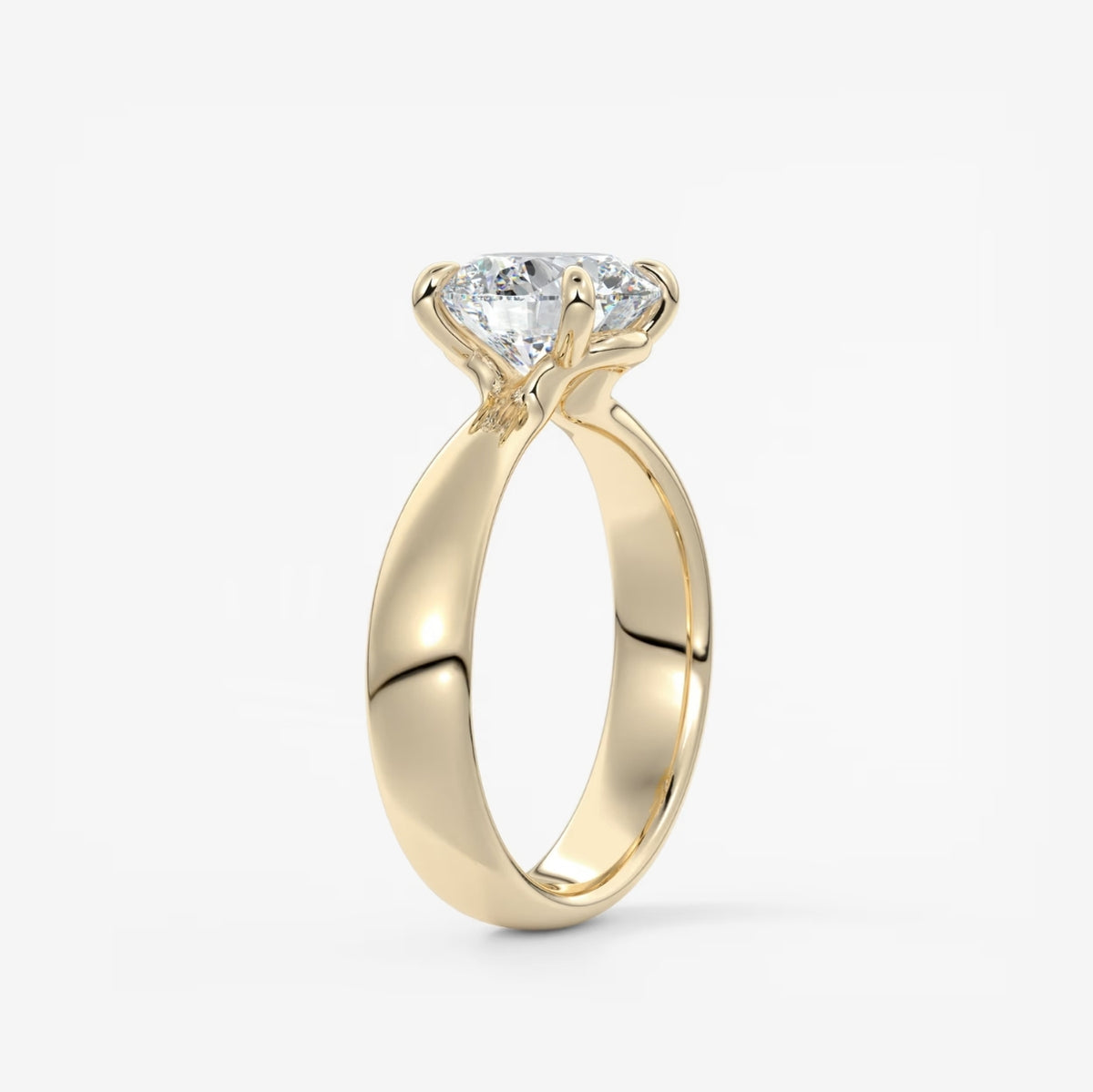 2.0CT Round Cut Lab Grown Diamond Thick Band Engagement Ring