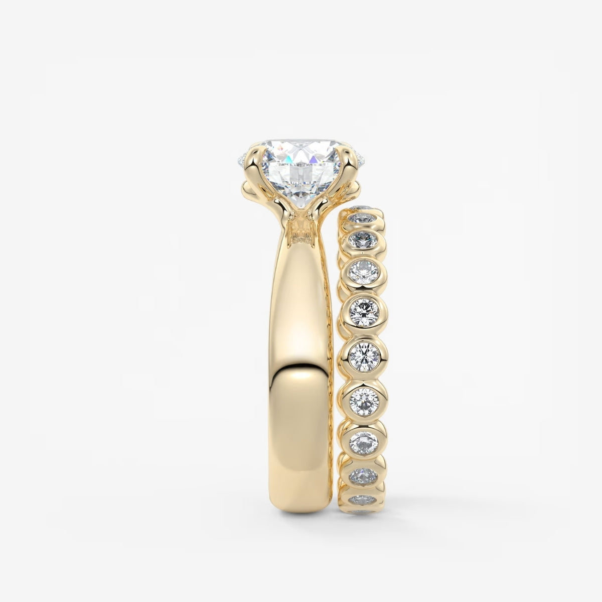 2.0CT Round Cut Lab Grown Diamond Thick Band Engagement Ring