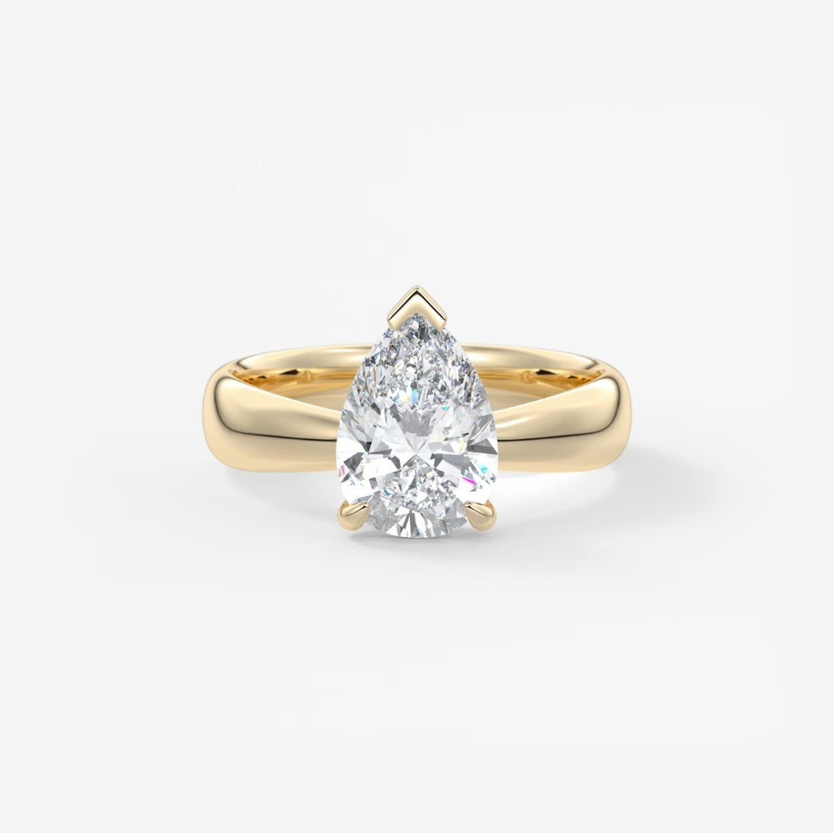 2.0CT Pear Cut Lab Grown Diamond Thick Band Engagement Ring