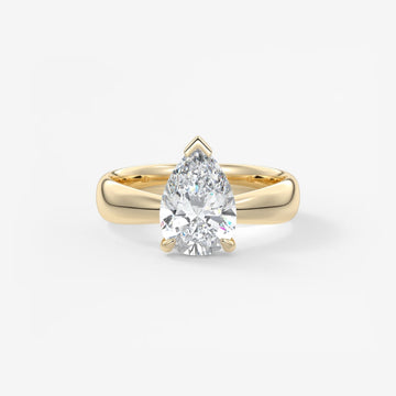 2.0CT Pear Cut Lab Grown Diamond Thick Band Engagement Ring