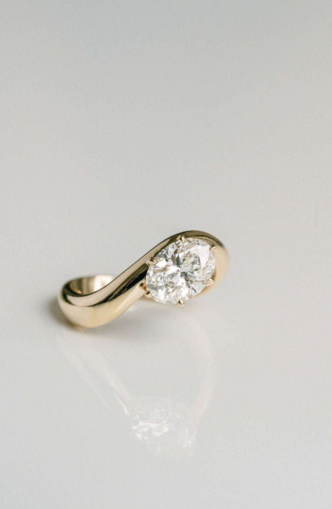 1.50CT East West Oval Lab Grown Diamond Wave Band Engagement Ring