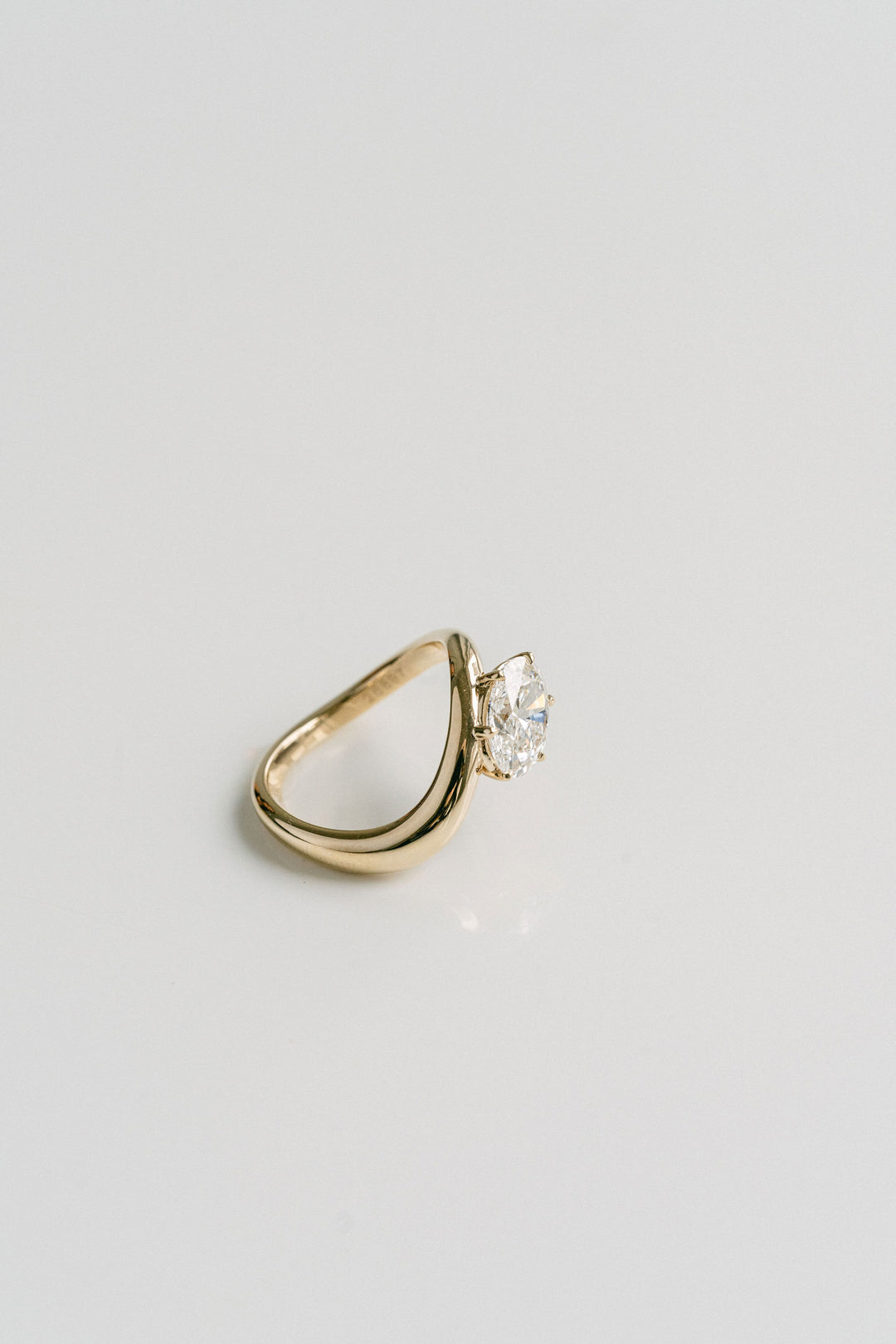 1.50CT East West Oval Lab Grown Diamond Wave Band Engagement Ring
