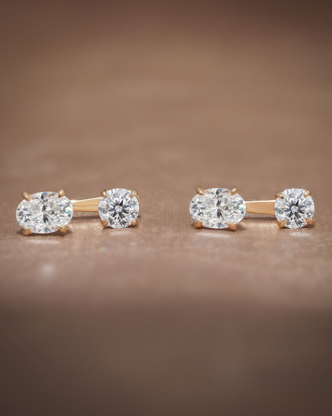 Round & Oval Lab Grown Diamond Front Back Drop Jacket Earrings