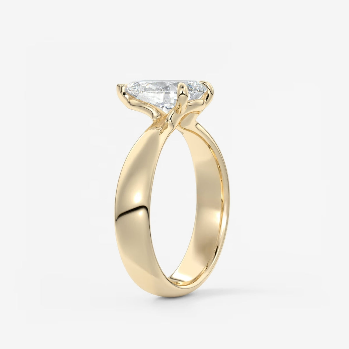 2.0CT Pear Cut Lab Grown Diamond Thick Band Engagement Ring