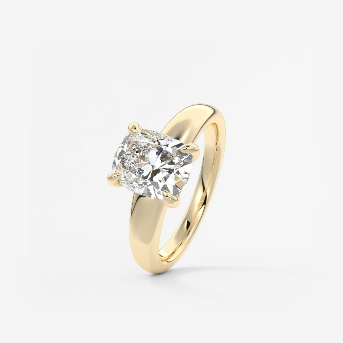 2.0CT Elongated Cushion Cut Lab Grown Diamond Thick Band Engagement Ring