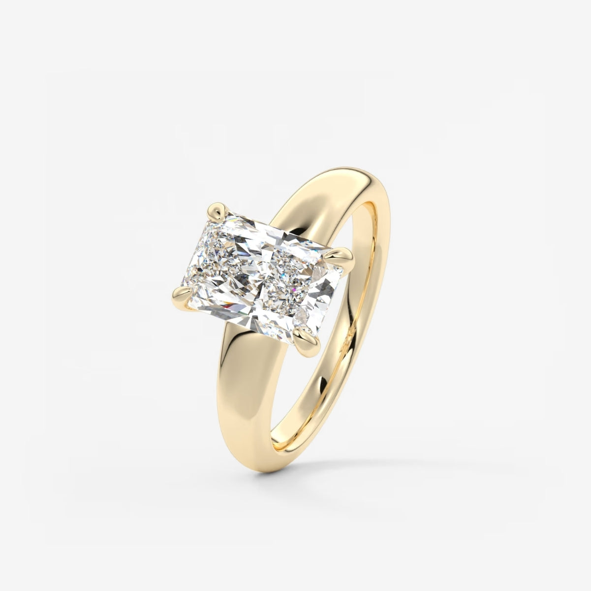 2.0CT Radiant Cut Lab Grown Diamond Thick Band Engagement Ring