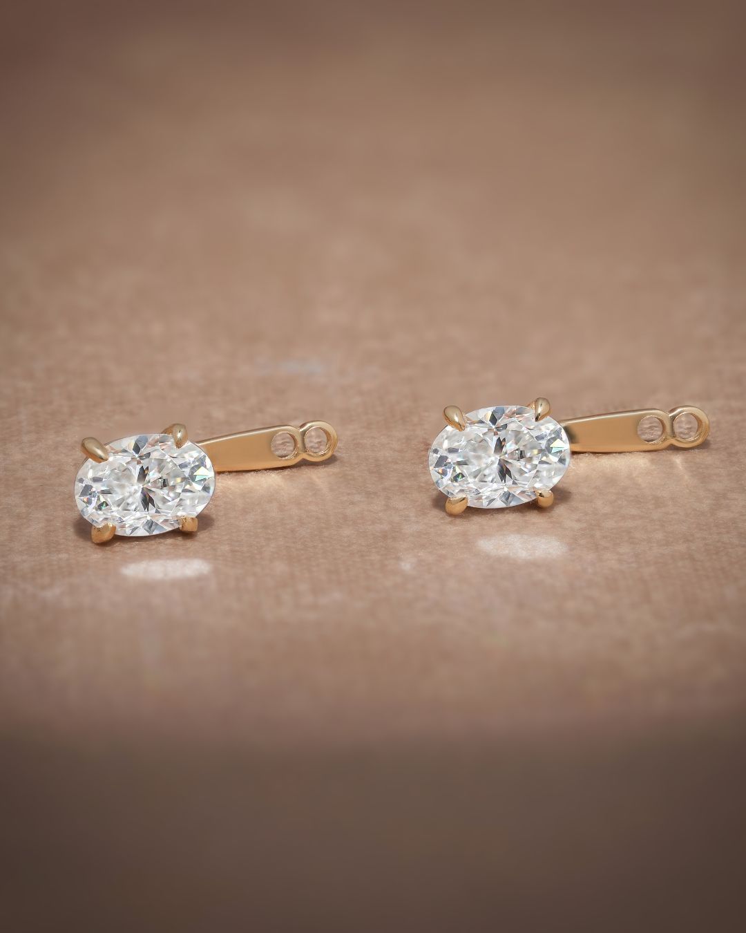 Round & Oval Lab Grown Diamond Front Back Drop Jacket Earrings