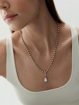 6.0CT Bezel Set Pear Lab Grown Diamond Georgian Style Cut-Down Setting Pendant