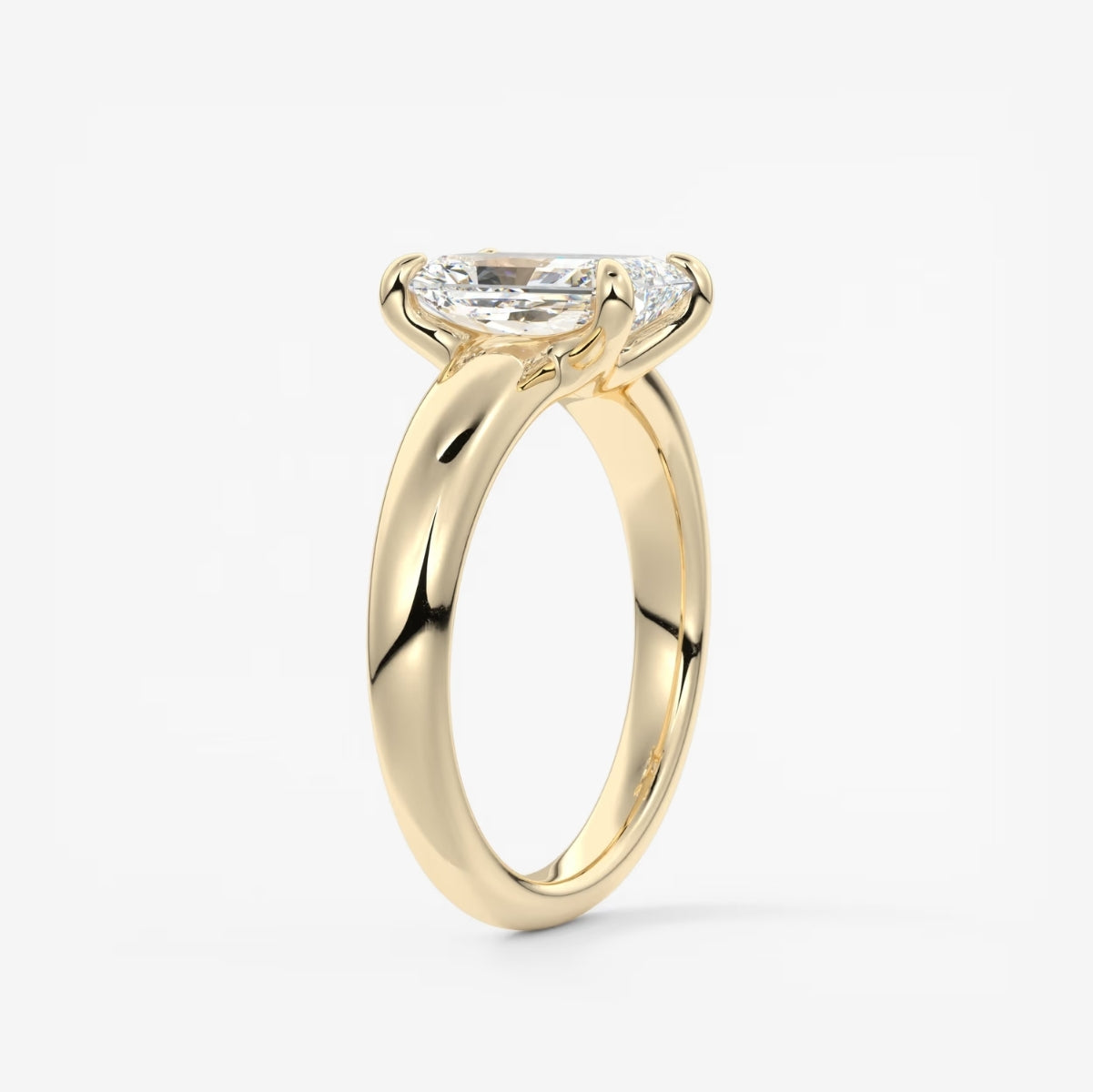 2.0CT Radiant Cut Lab Grown Diamond Thick Band Engagement Ring